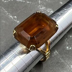 Vintage AVON Smoky Topaz Emerald-Cut Cocktail Ring